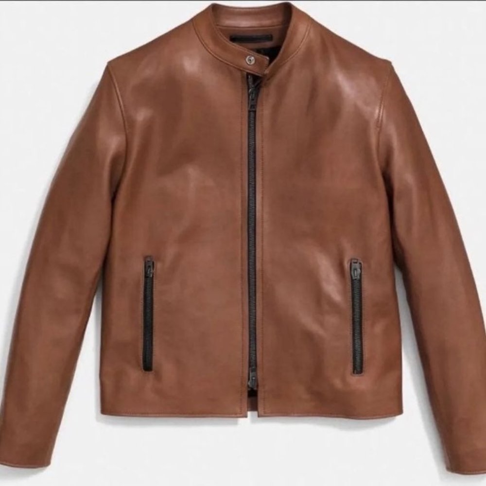**SOLD** COACH Saddle Brown Leather Jacket XS